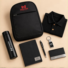 Premium 6-Piece Corporate Gift Set – Backpack, Shirt, Diary, Pen, Keychain & Bottle