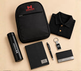 Premium 6-Piece Corporate Gift Set – Backpack, Shirt, Diary, Pen, Keychain & Bottle