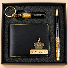 Personalized Royal Wallet, Keychain & Pen Gift Set