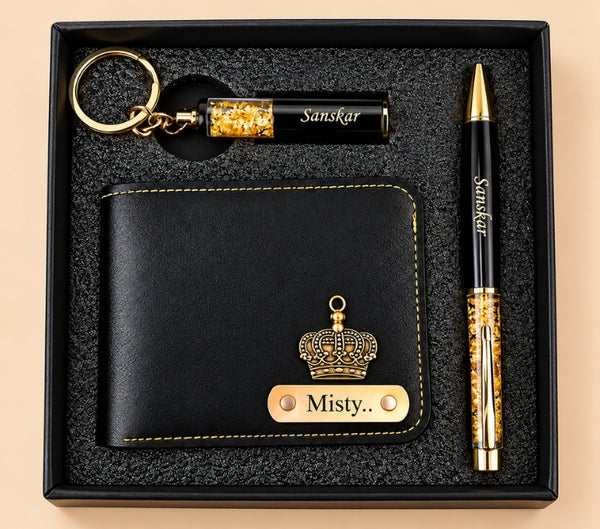 Personalized Royal Wallet, Keychain & Pen Gift Set