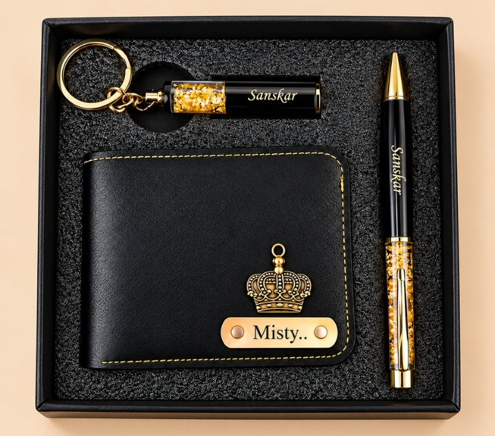 Personalized Royal Wallet, Keychain & Pen Gift Set