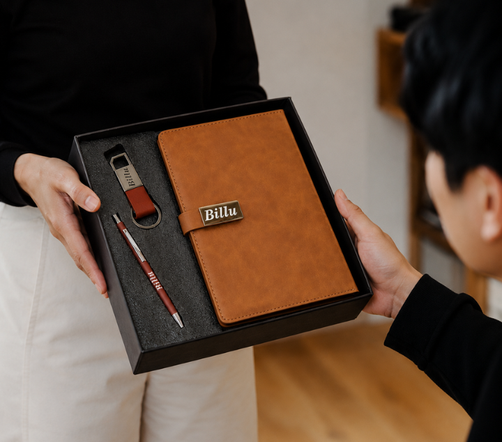 Personalized Men's Gift Hamper Set – Pen, Keychain & Diary
