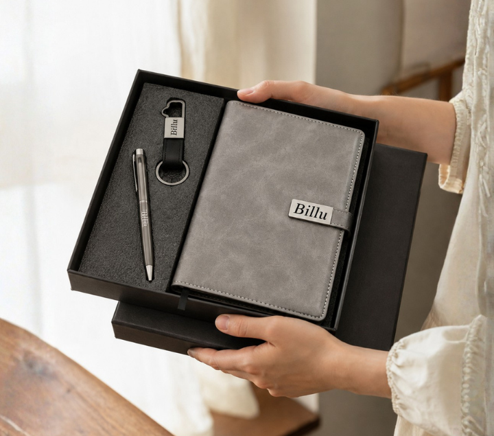 Personalized Men's Gift Hamper Set – Pen, Keychain & Diary
