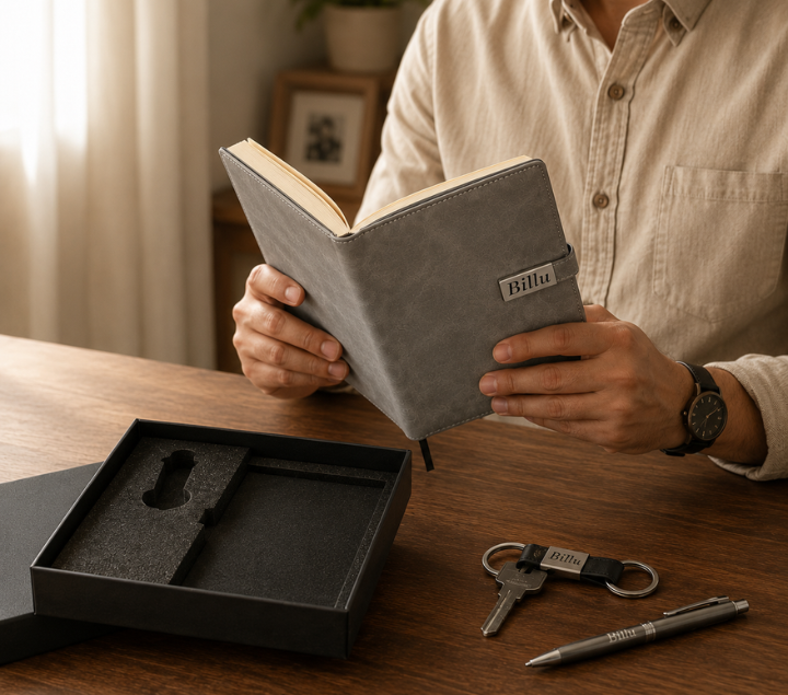 Personalized Men's Gift Hamper Set – Pen, Keychain & Diary