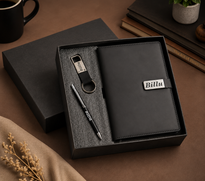 Personalized Men's Gift Hamper Set – Pen, Keychain & Diary