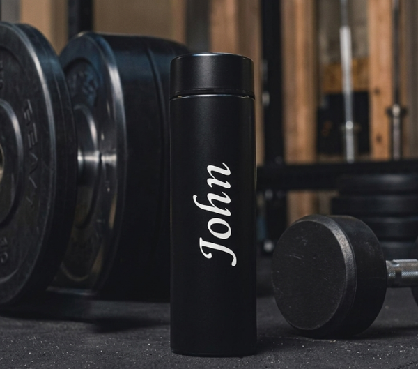 Personalized 500ml Stainless Steel Water Bottle – Custom Name Print, Black