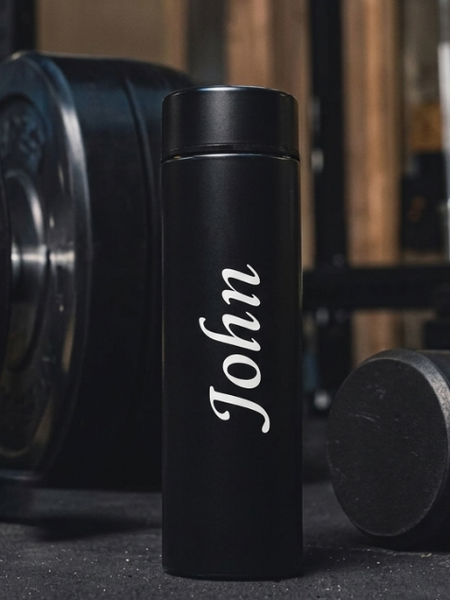Personalized 500ml Stainless Steel Water Bottle – Custom Name Print, Black
