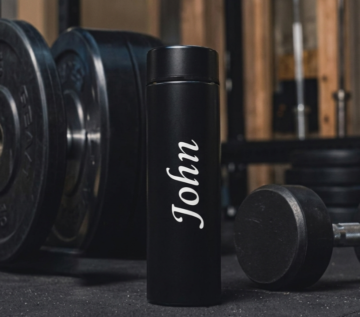 Personalized 500ml Stainless Steel Water Bottle – Custom Name Print, Black