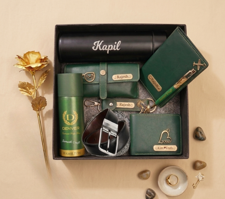 Personalized Gift Hamper Set – Wallet, Bottle & Passport Cover