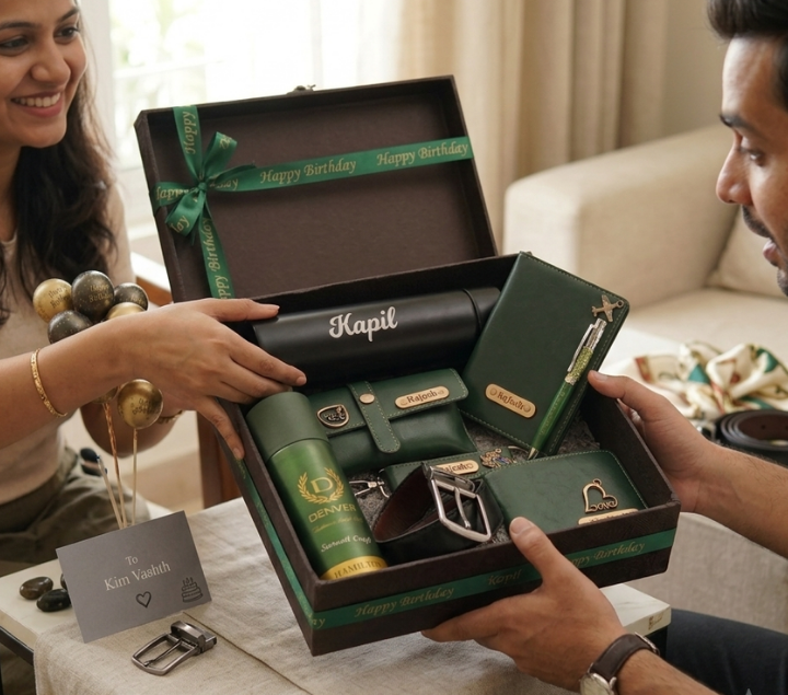 Personalized Gift Hamper Set – Wallet, Bottle & Passport Cover