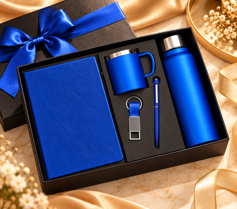 Premium 5-Piece Corporate Gift Set – Diary, Pen, Keychain, Steel Bottle & Cup