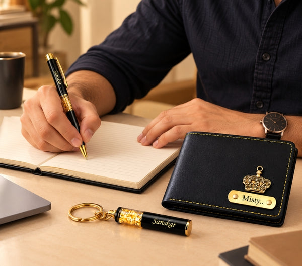 Personalized Royal Wallet, Keychain & Pen Gift Set