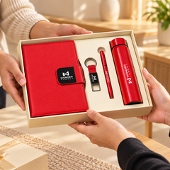 Premium Corporate Gift Set – PU Notebook, Stainless Steel Flask, Pen & Keychain | Models 3099–3102
