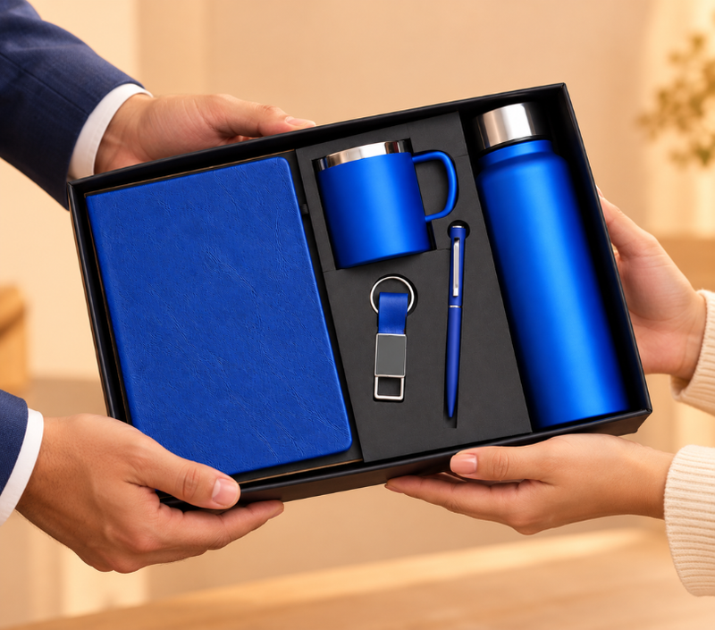 Premium 5-Piece Corporate Gift Set – Diary, Pen, Keychain, Steel Bottle & Cup