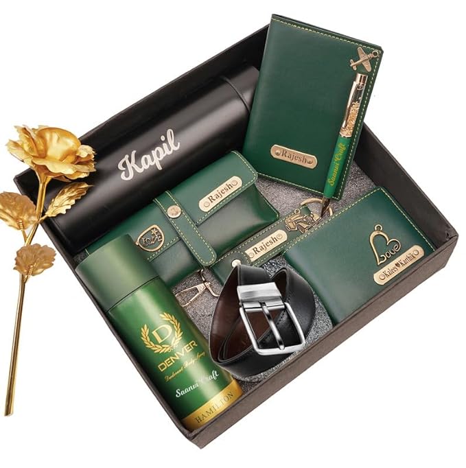 Personalized Gift Hamper Set – Wallet, Bottle & Passport Cover – personalized gift
