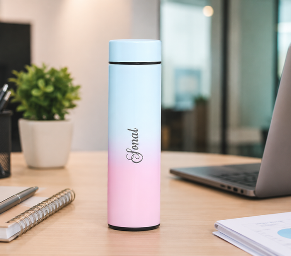Personalized LED Temperature Steel Bottle – Custom Name, Multicolour