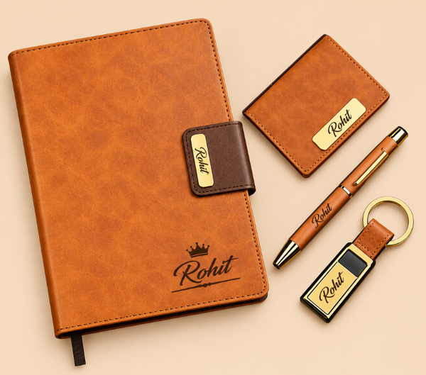 Personalized Gift Set – Pen, Keychain, Diary & Card Holder