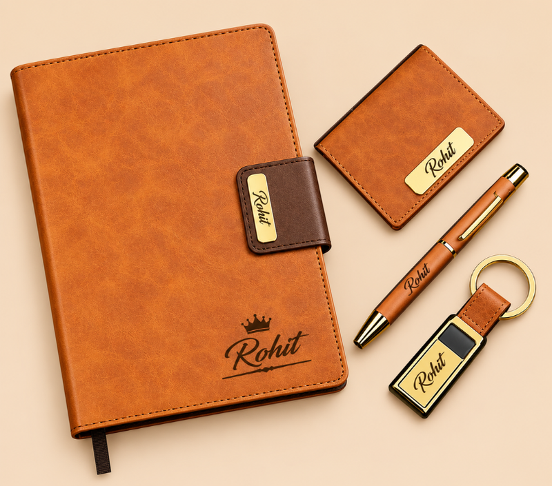 Personalized Gift Set – Pen, Keychain, Diary & Card Holder