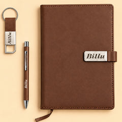 Personalized Men's Office Gift Hamper – Pen, Keychain & Diary, Assorted Colours