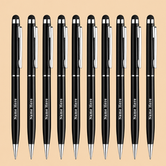 Personalized Premium Black Ballpoint Pen with Stylus – Elegant Gift Pen