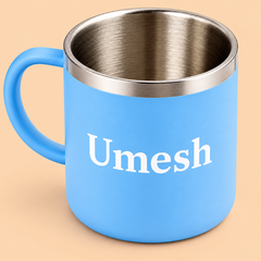 Personalized Steel Coffee Mug – Custom Name Print