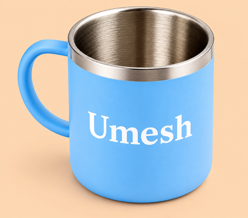 Personalized Steel Coffee Mug – Custom Name Print