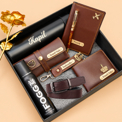 Personalized Premium Gift Hamper for Men with Wallet, Belt & Accessories