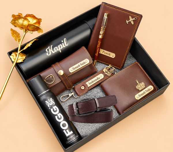Personalized Premium Gift Hamper for Men with Wallet, Belt & Accessories