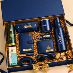Personalized Men's Gift Set – Wallet, Bottle, Mug & Pen, Classic Colours