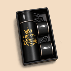 Personalized Bottle & Mug Gift Set – Name-Printed Bottle with 2 Mugs, Assorted Colours