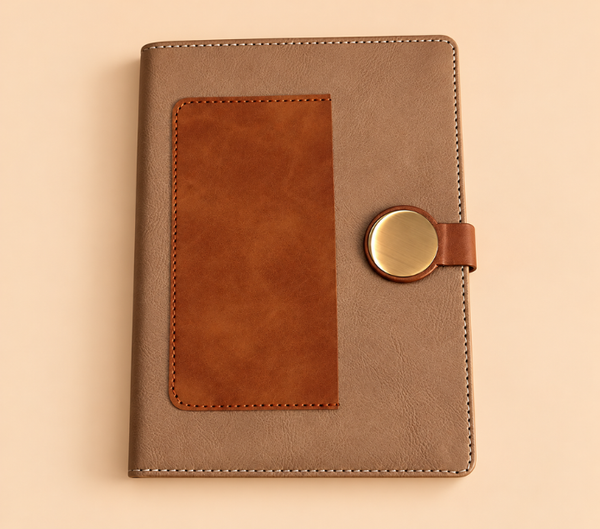Personalized Premium Leather-Look Journal with Metal Lock & Custom Name