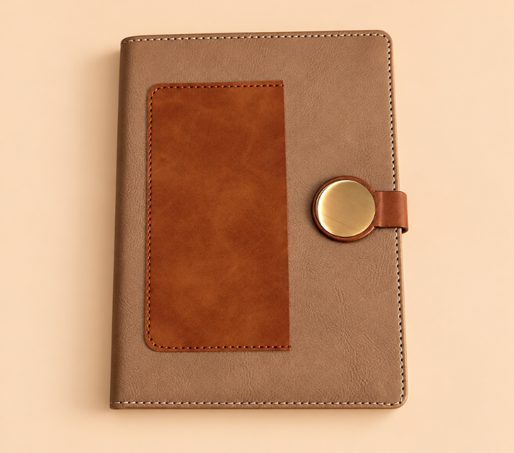 Personalized Premium Leather-Look Journal with Metal Lock & Custom Name