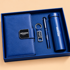 Premium Corporate Gift Set – PU Notebook, Stainless Steel Flask, Pen & Keychain | Models 3099–3102