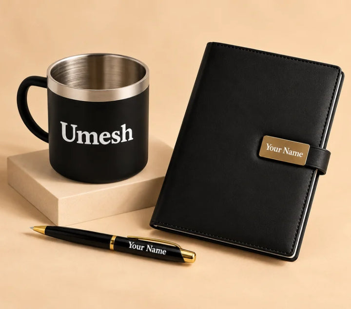 Personalized Gift Set – Mug, Pen & Diary, Custom Name