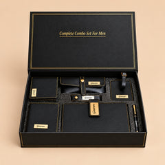 Personalized Travel Gift Set – Wallet, Keychain & Passport Cover, Navy, Brown & Black