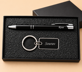 Personalized Pen & Keychain Gift Set – Rose & Sourav