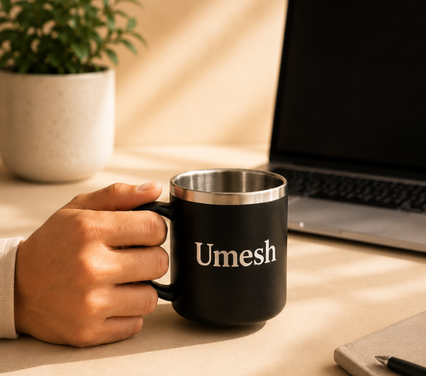 Personalized Steel Coffee Mug – Custom Name Print