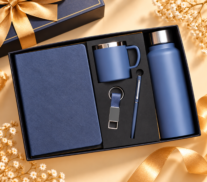 Premium 5-Piece Corporate Gift Set – Diary, Pen, Keychain, Steel Bottle & Cup