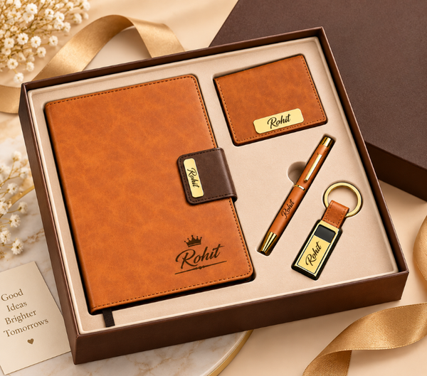 Personalized Gift Set – Pen, Keychain, Diary & Card Holder