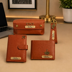Personalized Gift Hamper Set – Wallet, Keychain, Passport Cover & Sunglasses Case, Assorted Colours