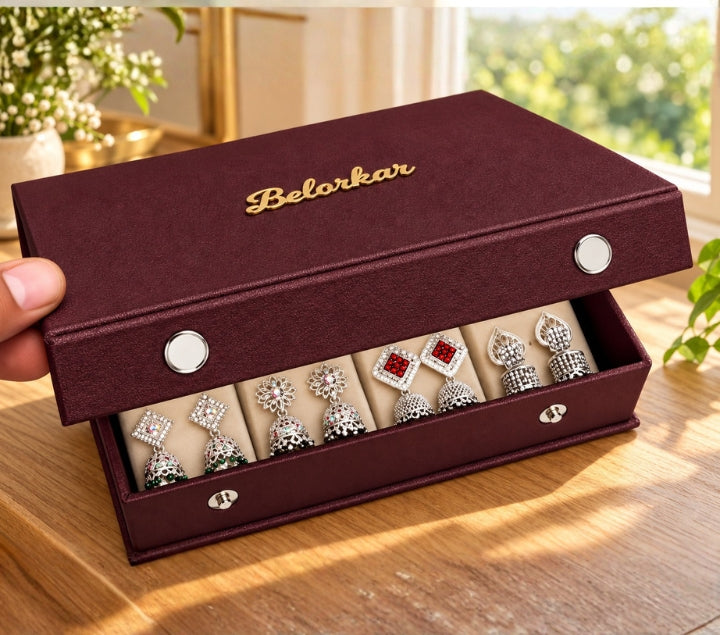 Personalized Stud Earrings & Custom Name Jewelry Box Gift Set