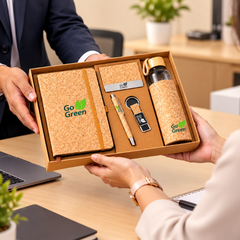 Eco-Friendly Cork Gift Set with Notebook, Bottle, Pen & Keychain