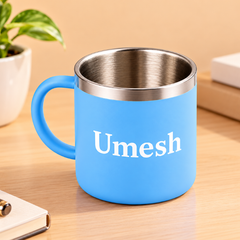 Personalized Steel Coffee Mug – Custom Name Print