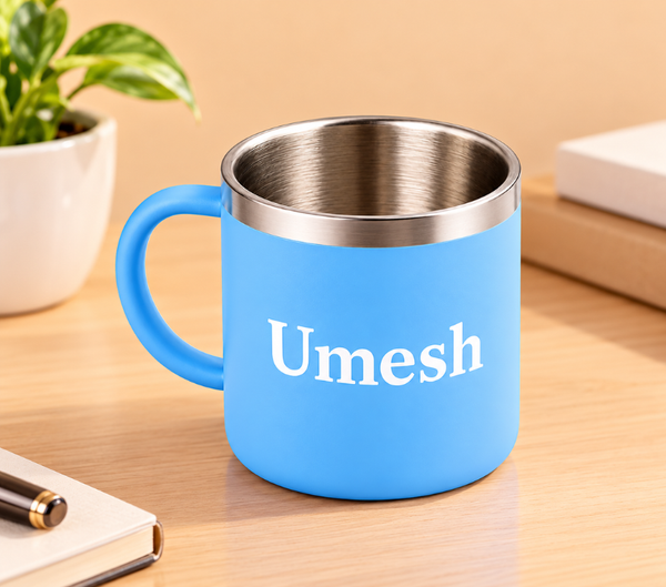 Personalized Steel Coffee Mug – Custom Name Print
