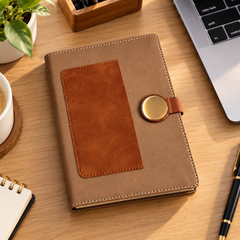 Personalized Premium Leather-Look Journal with Metal Lock & Custom Name