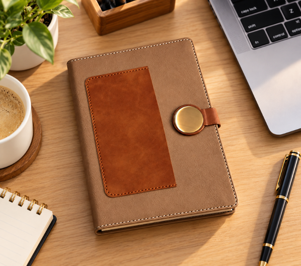 Personalized Premium Leather-Look Journal with Metal Lock & Custom Name