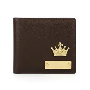 Customised Engraved Wallet with Name | Gift Hamper Set for Men Leather Purse (Brown)