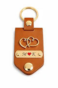 Personalized Leather Photo Keychain with Custom Name & Initials