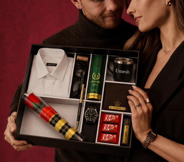 Personalized Couple Gift Hamper Set – Wallet, Watch, Mug & Perfume