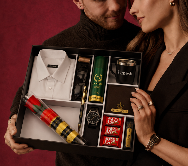 Personalized Couple Gift Hamper Set – Wallet, Watch, Mug & Perfume